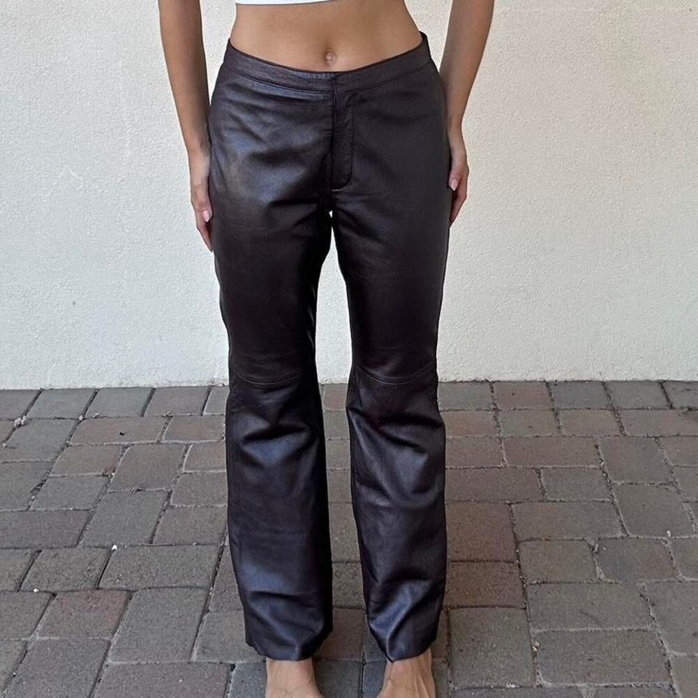 Gorgeous authentic leather pant -  burgundy / purple / brown / almost shimmery